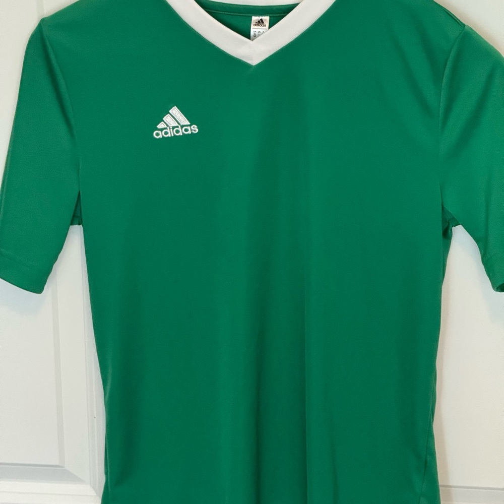 Adidas Kids Green and White Jersey, (Size Large), Athletic-wear/Active-wear